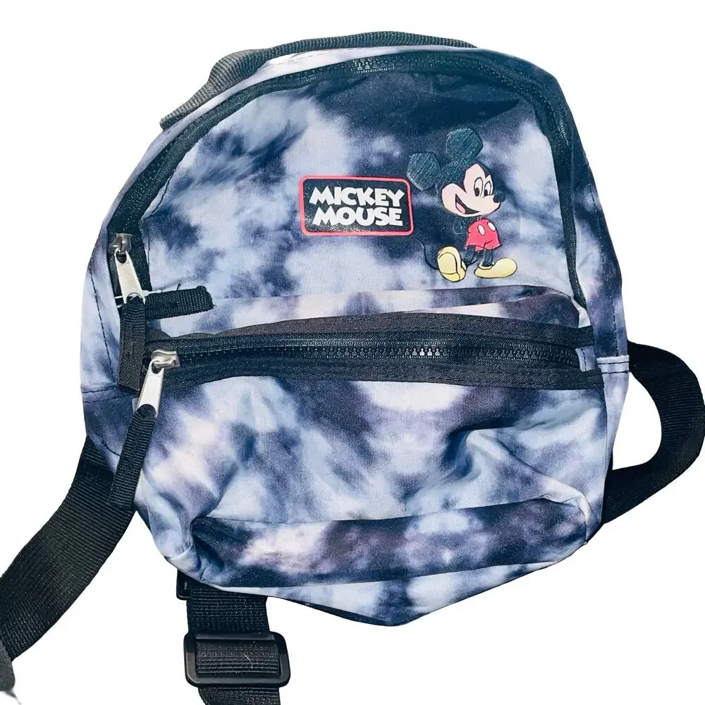 Disney Mickey Mouse Mini Backpack Tie Dye Blue White Plush Ears Small Bag Travel